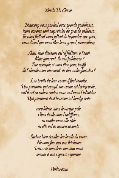 Le poème en image: Bruits Du Coeur.