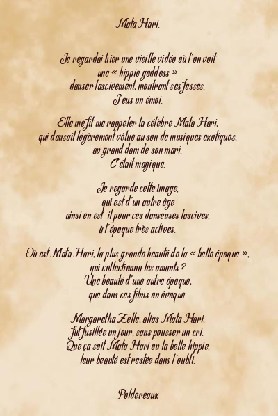 Le poème en image: Mata Hari.