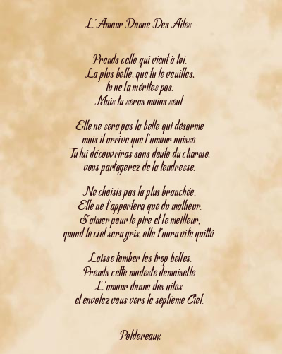 Le poème en image: L’amour Donne Des Ailes.