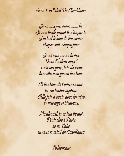 Le poème en image: Sous Le Soleil De Casablanca.