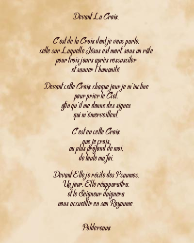 Le poème en image: Devant La Croix.