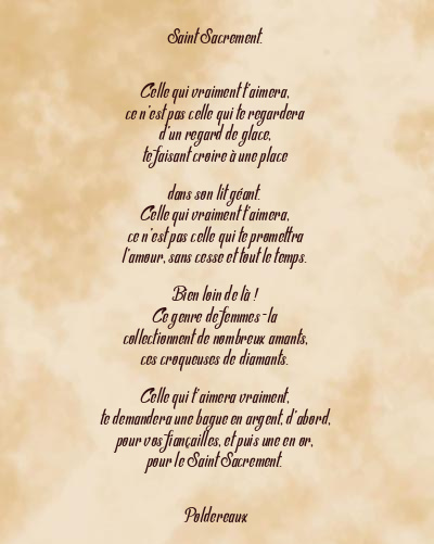 Le poème en image: Saint Sacrement.