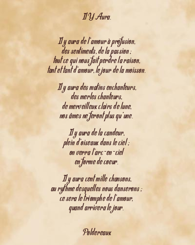 Le poème en image: Il Y Aura.