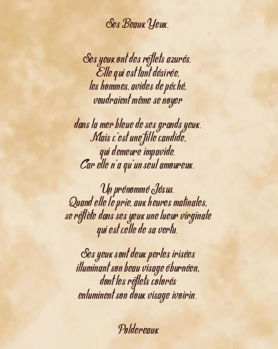 Le poème en image: Ses Beaux Yeux.