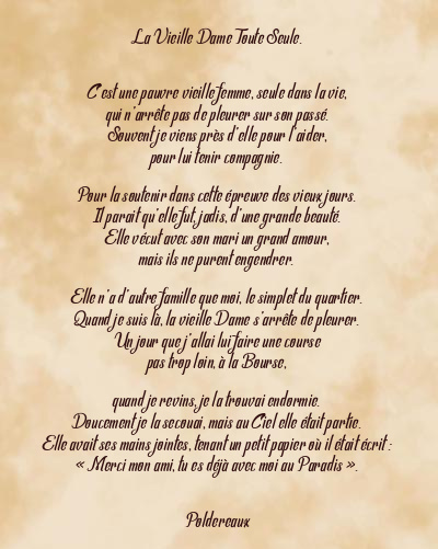 Le poème en image: La Vieille Dame Toute Seule.