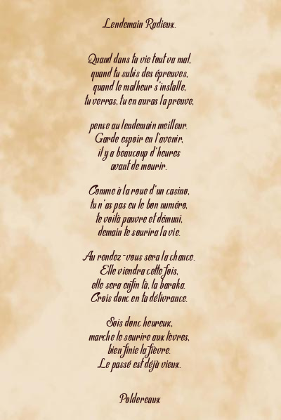 Le poème en image: Lendemain Radieux.