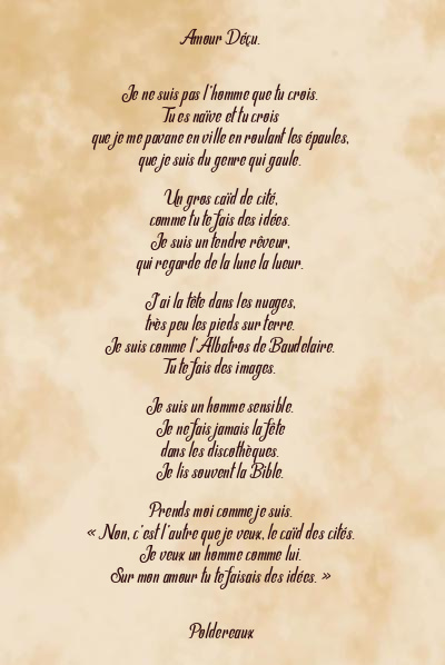 Le poème en image: Amour Déçu.