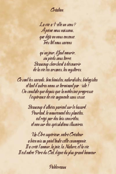 Le poème en image: Création.