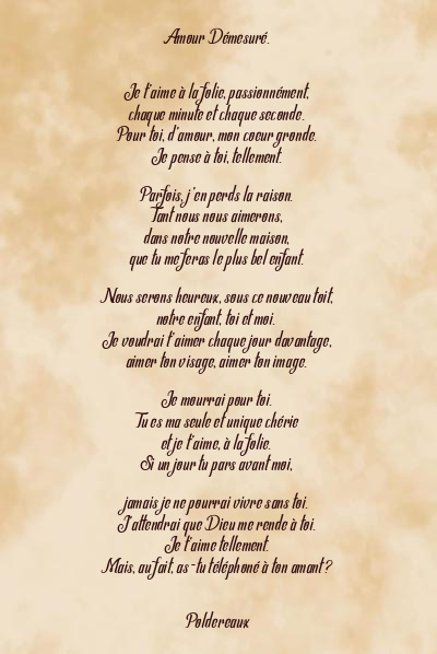 Le poème en image: Amour Démesuré.