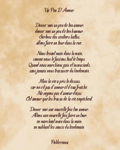 Le poème en image: Un Peu D’amour.