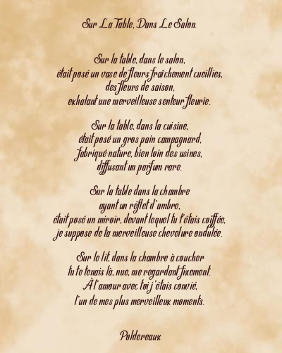 Le poème en image: Sur La Table, Dans Le Salon.