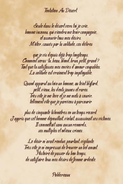 Le poème en image: Tentation Au Désert.