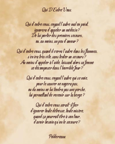 Le poème en image: Qui D’entre Vous.