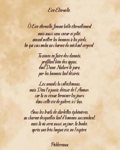 Le poème en image: Eve Éternelle.