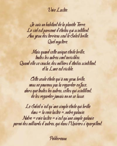 Le poème en image: Voie Lactée.