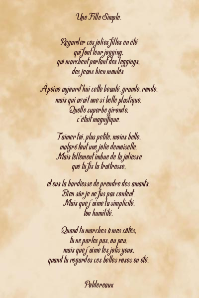 Le poème en image: Une Fille Simple.