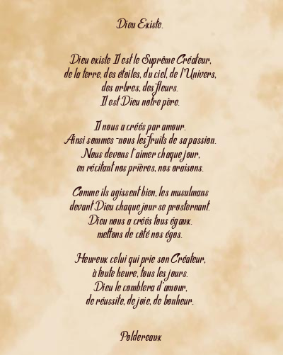 Le poème en image: Dieu Existe.