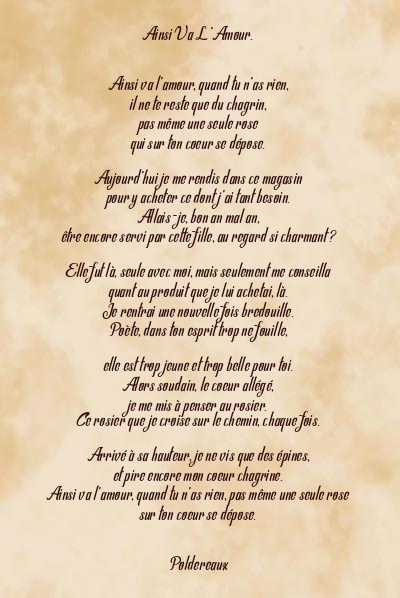 Le poème en image: Ainsi Va L’amour.