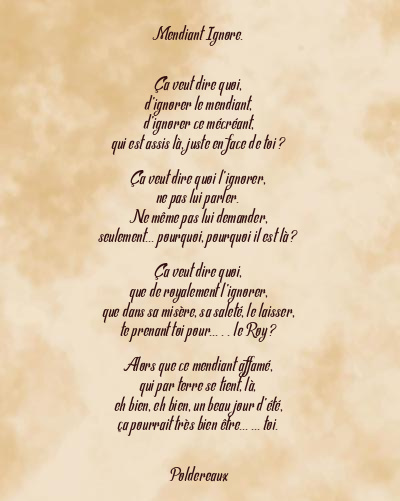 Le poème en image: Mendiant Ignore.