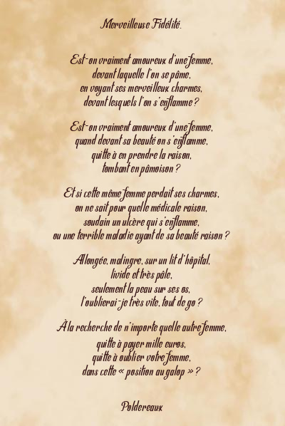Le poème en image: Merveilleuse Fidélité.