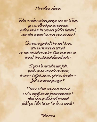 Le poème en image: Merveilleux Amour.