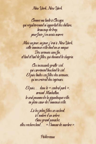 Le poème en image: New York, New York.