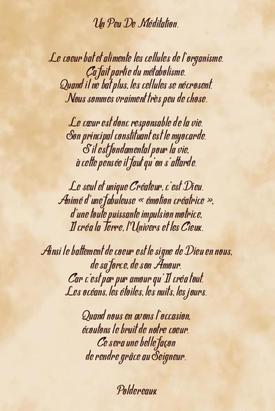 Le poème en image: Un Peu De Méditation.