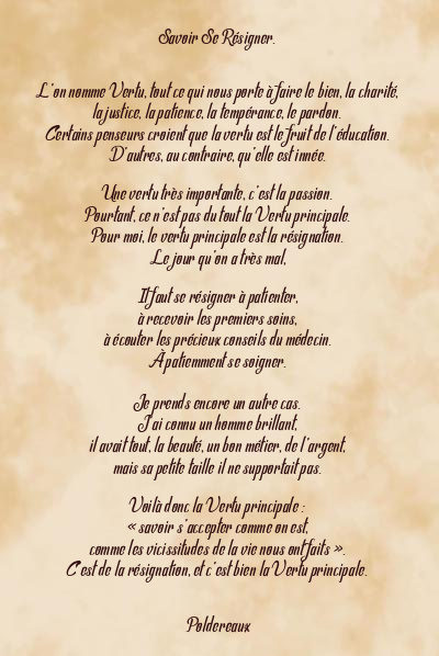Le poème en image: Savoir Se Résigner.