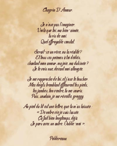Le poème en image: Chagrin D’amour.