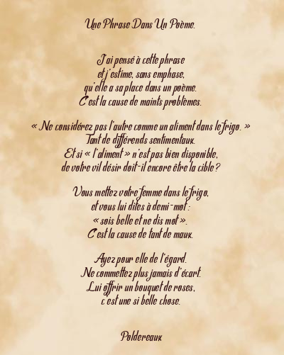 Le poème en image: Une Phrase Dans Un Poème.