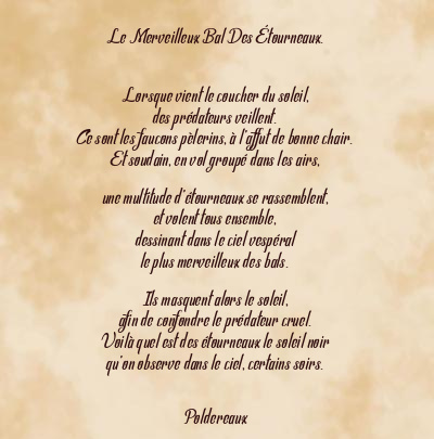 Le poème en image: Le Merveilleux Bal Des Étourneaux.