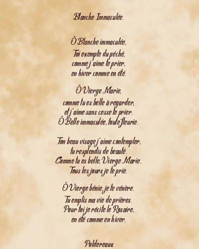 Le poème en image: Blanche Immaculée.