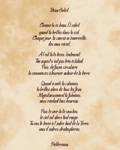 Le poème en image: Beau Soleil.