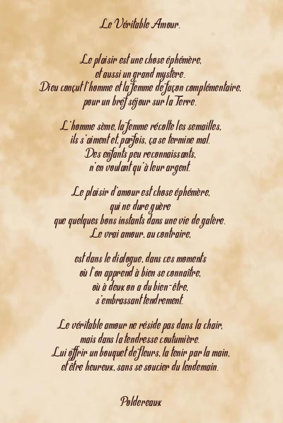 Le poème en image: Le Véritable Amour.