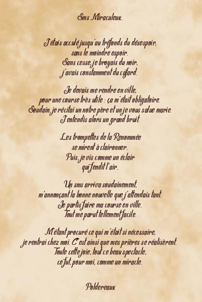 Le poème en image: Sms Miraculeux.