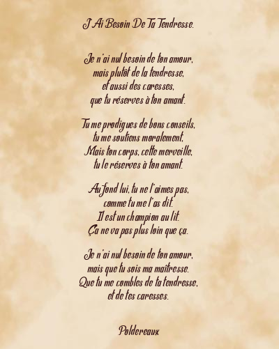 Le poème en image: J’ai Besoin De Ta Tendresse.