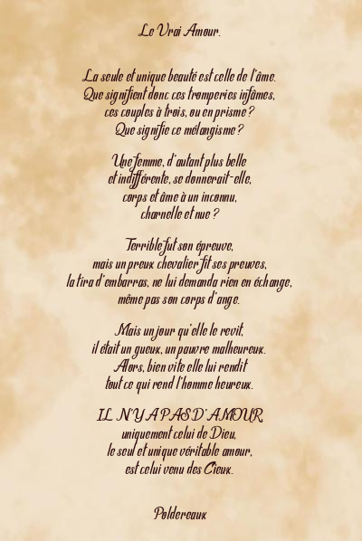 Le poème en image: Le Vrai Amour.