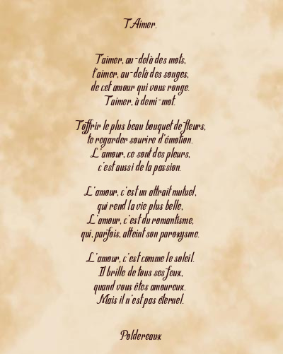 Le poème en image: T’aimer.