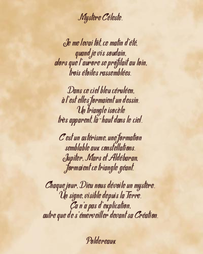 Le poème en image: Mystère Céleste.
