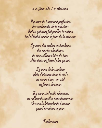 Le poème en image: Le Jour De La Moisson.