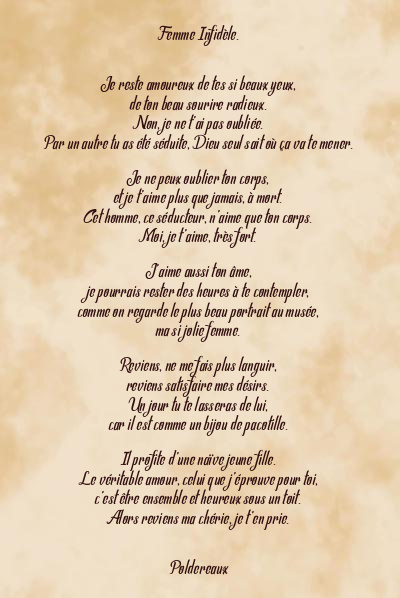 Le poème en image: Femme Infidèle.