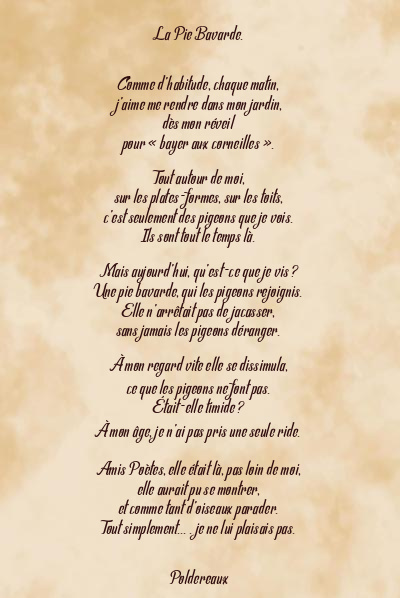 Le poème en image: La Pie Bavarde.