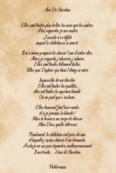 Le poème en image: Âne De Buridan.
