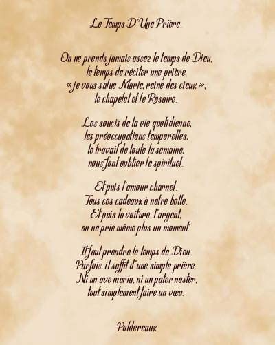 Le poème en image: Le Temps D’une Prière.