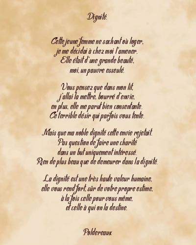 Le poème en image: Dignité.