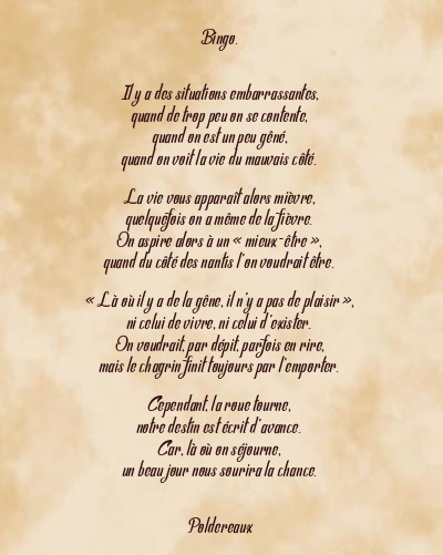 Le poème en image: Bingo.