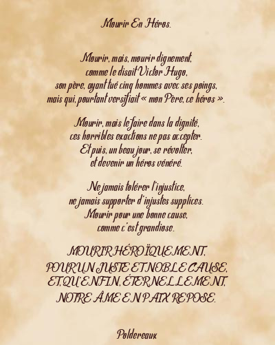 Le poème en image: Mourir En Héros.
