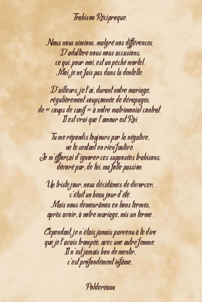 Le poème en image: Trahison Réciproque.