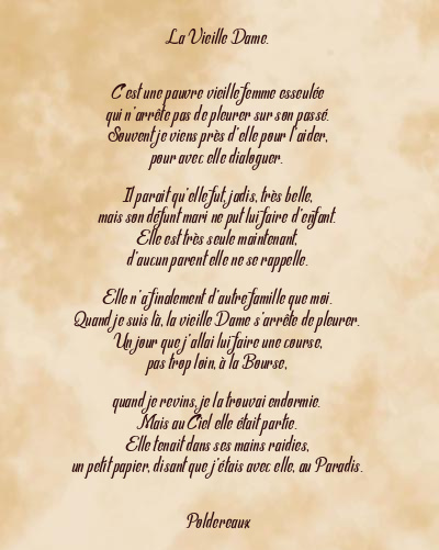 Le poème en image: La Vieille Dame.