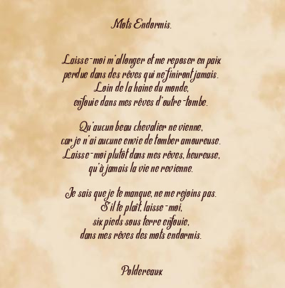 Le poème en image: Mots Endormis.